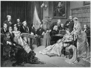Richard Wagner och Liszt i Bayreuth med Cosima och Siegfried - efter Fritz Georg Papperitz av Friedrich Georg Papperitz