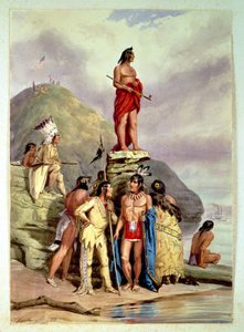 Grupp indianer på en flodstrand, 1854 av Friedrich Kurz