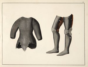 Pansar, plåt från A History of the Development and Customs of Chivalry, av Dr Franz Kottenkamp, utgiven av Carl Hoffmann, 1842 av Friedrich Martin von Reibisch