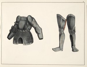 Pansar, plåt från A History of the Development and Customs of Chivalry, av Dr Franz Kottenkamp, utgiven av Carl Hoffmann, 1842 av Friedrich Martin von Reibisch