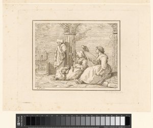 spinnande kvinnor Scener från vardagen i Italien (serietitel) Figur prese dal vero (serietitel på objekt) av Friedrich Rehberg