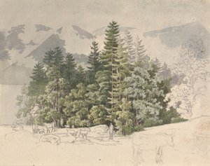 Alplandskap (gouache över grafit)