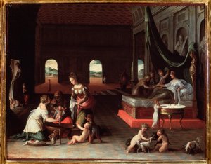 Ett barns födelse - ca 1565, olja på duk