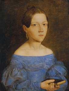Byst av en ung flicka i en blå klänning av Friedrich Wasmann