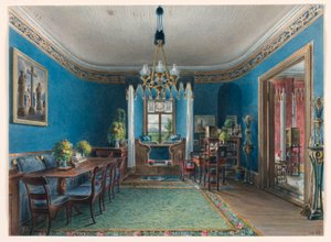 Teckning, Blå rummet, Schloss Fischbach, 1846