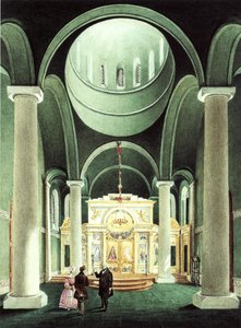 Interiörvy av Alexander Nevsky-kyrkan i Potsdam, 1838