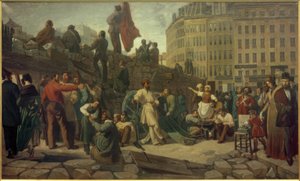 Feburarevolution 1848, Pariser Barrikaden / Gem. v. Martersteig av Friedrich Wilhelm Martersteig