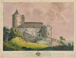 Bergfeste Stolpen, c.1800 (coloured engraving) av Friedrich or Johann-Friedrich Wizani