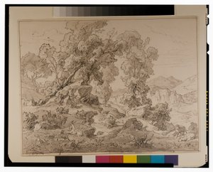 Faun och nymf i arkadiskt landskap av Friedrich the Elder Preller