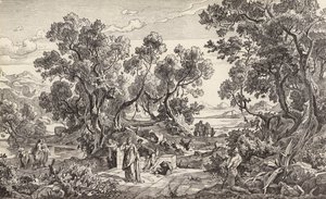 Nausicaa och Odysseus (gravyr) av Friedrich the Elder Preller