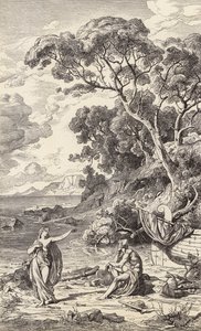 Odysseus och Kalypso (gravyr)