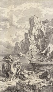 Odysseus och sirenerna (gravyr) av Friedrich the Elder Preller