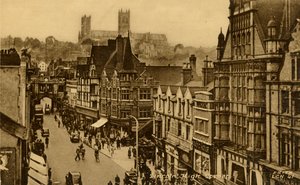 Lincoln High Street, sent 1800-tidigt 1900-tal. av Frith and Co