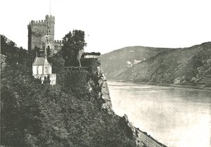 Rheinstein slott vid floden Rhen, Tyskland, 1895.