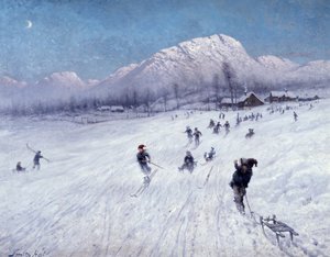 Vintereftermiddag under Ulriken (Bergen) (olja på duk) av Frithjof Smith Hald
