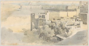 Toledo med utsikt över Alcazar av Fritz (Friedrich) Bamberger