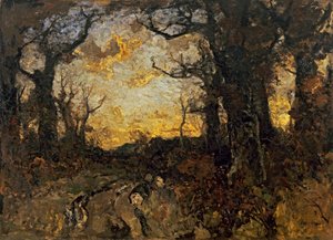 kväll i skogen av Fritz Baer