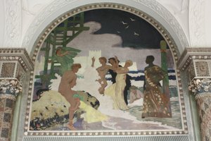 Väggmålning i skalhallen i Kurhaus Wiesbaden