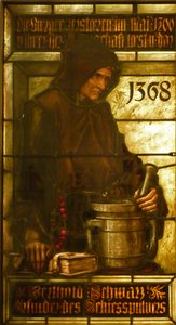 Berthold Schwarz, uppfinnare av krut, 1368 av Fritz Geiges