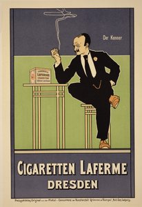 Reproduktion av en affisch med reklam för "Laferme"-cigaretter, Dresden av Fritz Rehm