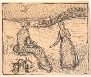 Där ute i snön satt en kvinna i långa svarta kläder... av Fritz Syberg