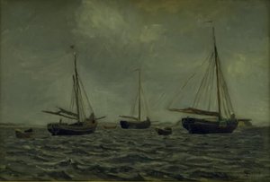 Skeppar vid ankar av Fritz Syberg