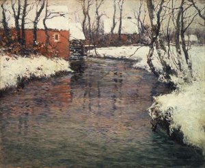 A Winter River Landscape (olja på duk)