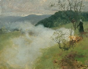 Bonfire av trädgårdsavfall av Fritz Thaulow