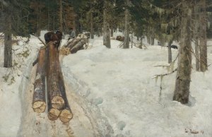 Köra timmer av Fritz Thaulow