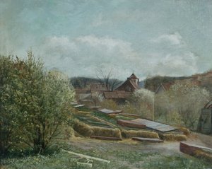 Landskap med Oslo sjukhus, ca 1880 (målning)
