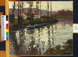Flodlandskap med ankor av Frits Thaulow