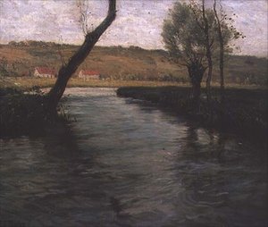 Strömmen genom ängen (olja på duk)