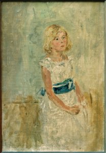 Blond tjej med blått skärp av Fritz von Uhde