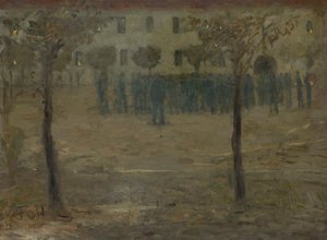 På kasernens innergård av Fritz von Uhde