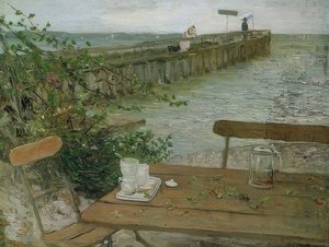 Landstigningsbrygga vid Starnbergssjön. Omkring 1896 av Fritz von Uhde