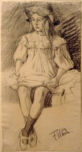 Sittande tjej i hatt av Fritz von Uhde