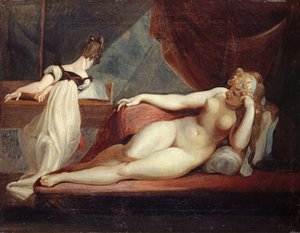 Vilande kvinnlig naken och en pianist, 1799-1800.