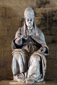 Staty av påven Julius III av skulptören Fulvio Signorini i Chigi Saracini-palatset, Siena, Siena-provinsen, Toscana, Italien (foto) av Fulvio Signorini