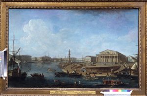 Börsen och amiralitetet sett från Peter och Paul-fästningen, Sankt Petersburg. Målning av Fjodor Yakovlevich Alexeev (1753-1824). Olja på duk, 62 x 101 cm