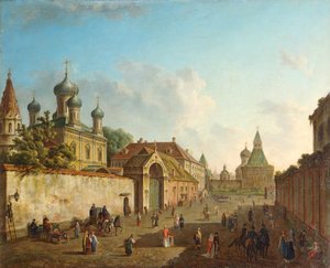 Utsikt från Lubyanka-torget till Vladimir-porten i Moskva, Ryssland, 1800-talet.