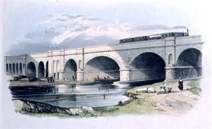 Utsikt över Greenwich Railway som passerar över Surrey Canal nära Trundley