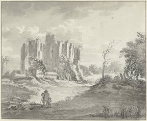 Landskap med ruiner och några bönder av G.F. Buijs (possibly)