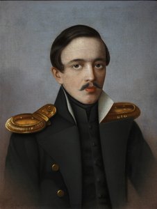 Porträtt av poeten Mikhail Lermontov 1814-1841, 1887 av G.F. Krylov