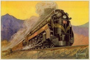 Canadian National Railway, Express Streamlined Locomotive No 6400, 4-8-4 (lito i färg)