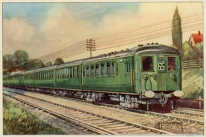 The Southern Railway, Electric Express från London Bridge till Eastbourne (färg litho)