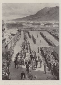 Kapstadens sista farväl till Cecil Rhodes, Cortege som anländer till Kapstadens station för att gå med i begravningståget, 3 april