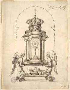 Ritning, Förslag till en tabernakeldörr som ska utföras i brons, ca 1725 av G B C
