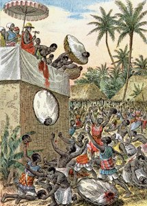 Människooffer i Afrika, ca 1900 (illustration)