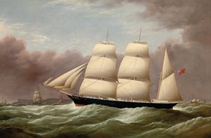 Barken Alfred Hawley utanför Skerries på väg in i Liverpool, 1860 av G. Dell