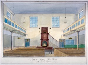 Interiörvy av Lion Street Baptist Chapel, utanför New Kent Road, Southwark, London, 1826 av G Yates